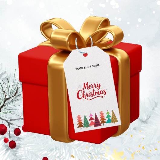 Red Merry Christmas uw logo bedrijf Cadeaulabel