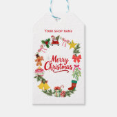Red Merry Christmas uw logo bedrijf Cadeaulabel (Voorkant)
