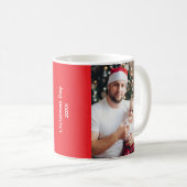 Red Merry Christmas White Script Snowflake Holiday Koffiemok (Voorkant rechts)