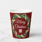 Red Merry Christmas Wreath Custom Company Papieren Bekers (Voorkant)