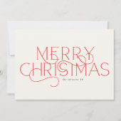 Red Merry Elegant Traditionele One Fototypografie Feestdagenkaart (Voorkant)