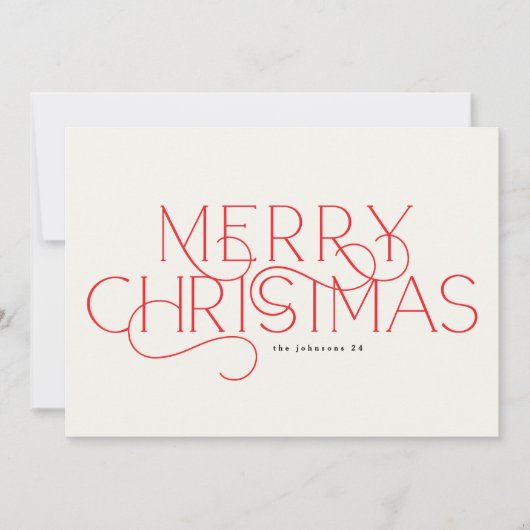 Red Merry Elegant Traditionele One Fototypografie Feestdagenkaart (Voorkant)