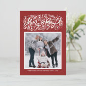 Red Merry en Bright Lettering kerstfoto Feestdagenkaart (Staand voorkant)