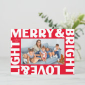 Red Merry en Bright Love and Light Holiday Feestdagenkaart (Staand voorkant)