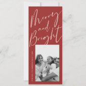 Red Merry en Bright Script 1 Foto Feestdagenkaart (Voorkant)