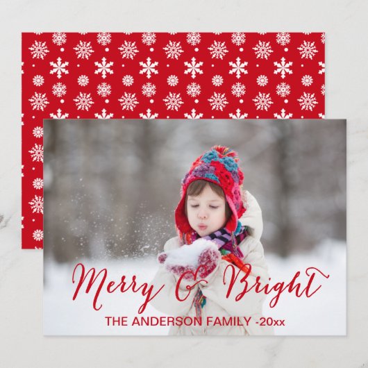 Red Merry en Bright | Vakantieknopkaart Feestdagenkaart (Voorkant / Achterkant)