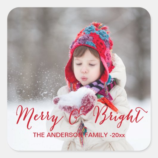 Red Merry en Bright | Vakantiesfoto Vierkante Sticker (Voorkant)