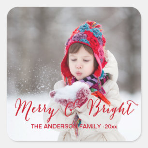 Red Merry en Bright   Vakantiesfoto Vierkante Sticker