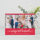 Red Merry en gehuwde drie Foto Collage Holiday Feestdagenkaart (Staand voorkant)
