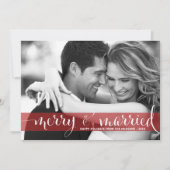 Red Merry en gehuwde Passen getrouwd met kerstmis Feestdagenkaart (Voorkant)