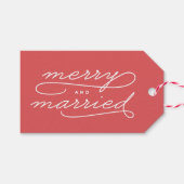 Red Merry en getrouwde Pas getrouwd Gift Labels Cadeaulabel (Voorkant (Horizontaal))