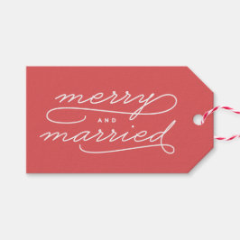 Red Merry en getrouwde Pas getrouwd Gift Labels Cadeaulabel