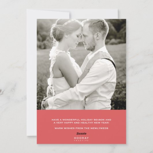 Red Merry en getrouwde Pas getrouwd Holiday-fotoka Feestdagenkaart (Achterkant)