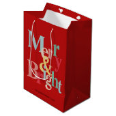 Red Merry en heldere moderne typografie Medium Cadeauzakje (Voorkant Gekanteld)