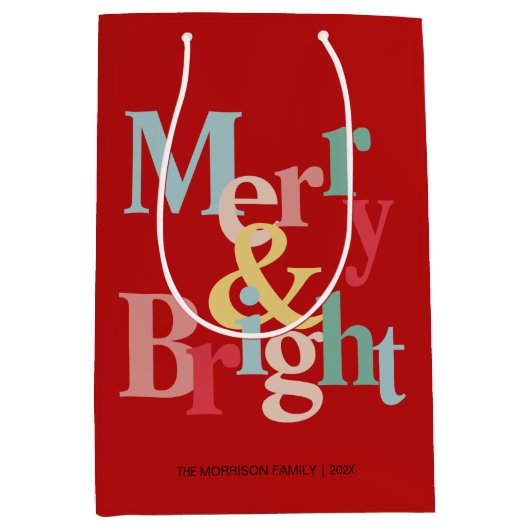 Red Merry en heldere moderne typografie Medium Cadeauzakje (Voorkant)