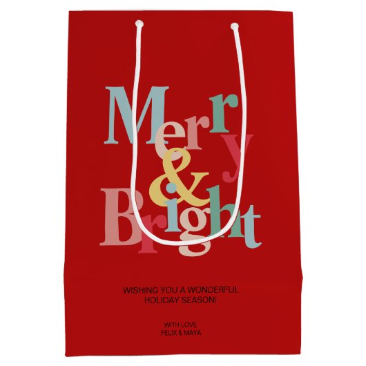 Red Merry en heldere moderne typografie Medium Cadeauzakje (Achterkant)