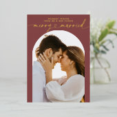 Red Merry en Married Heart Script Kerstmis Foto Folie Feestdagenkaart (Staand Voorkant)