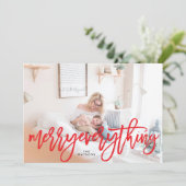 Red Merry Everything Holiday-fotokaart Feestdagenkaart (Staand voorkant)