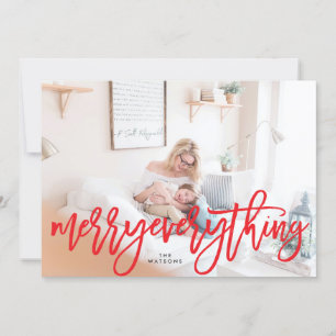 Red Merry Everything Holiday-fotokaart Feestdagenkaart