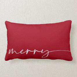 Red Merry Hand Lettered Script Kerstmis Kussen