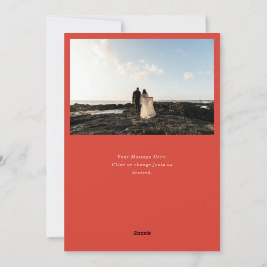 Red Merry Hand Lettering Wedding Photo Feestdagenkaart (Achterkant)