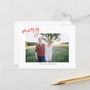 Red Merry Holiday Handgeschreven Briefkaart