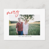Red Merry Holiday Handgeschreven Briefkaart (Voorkant)