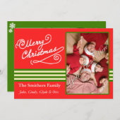 Red Merry kerst 2 Fotokaart Feestdagenkaart (Voorkant / Achterkant)