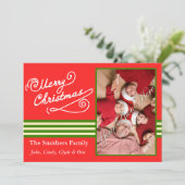 Red Merry kerst 2 Fotokaart Feestdagenkaart (Staand voorkant)