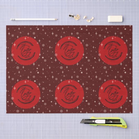 Red Merry kerst Business Logo Snowflake Tissuepapier (Craft)