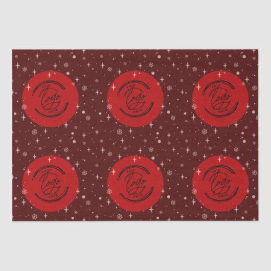 Red Merry kerst Business Logo Snowflake Tissuepapier (Voorkant)