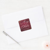 Red Merry kerst Elegant script met Faux Gold Vierkante Sticker (Envelop)