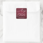 Red Merry kerst Elegant script Vierkante Sticker (Tas)