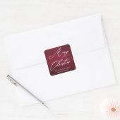 Red Merry kerst Elegant script Vierkante Sticker (Envelop)