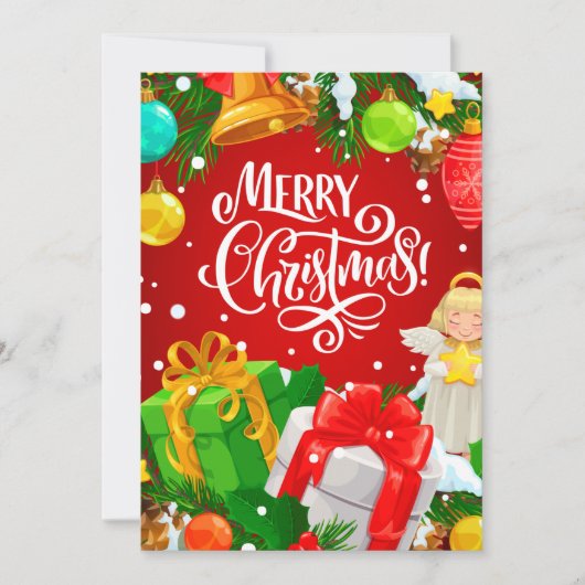 Red Merry kerst Feestdagenkaart (Voorkant)