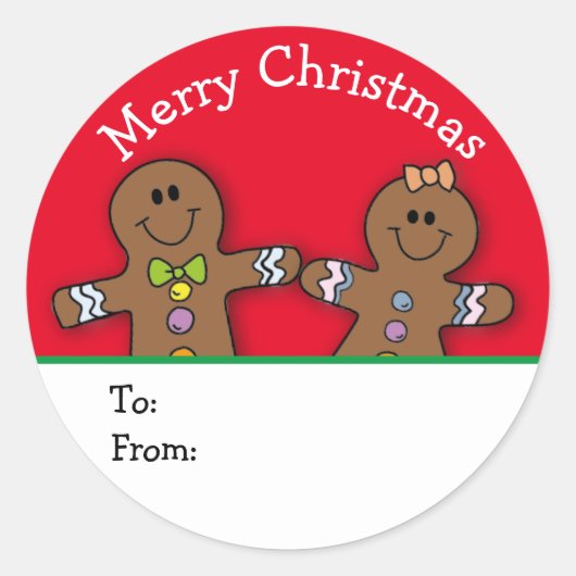 Red Merry kerst Gingerbrood Man Aangepast Ronde Sticker (Voorkant)