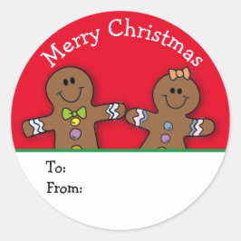 Red Merry kerst Gingerbrood Man Aangepast Ronde Sticker