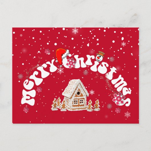 Red Merry kerst Graffiti Holiday Briefkaart (Voorkant)