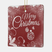 Red Merry kerst Keramisch Ornament (Links)