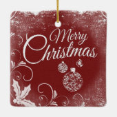 Red Merry kerst Keramisch Ornament (Achterkant)