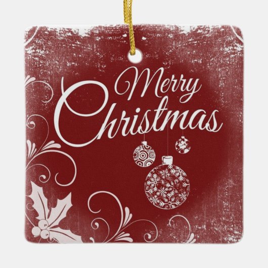 Red Merry kerst Keramisch Ornament (Voorkant)