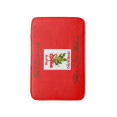 red merry kerst mistletoe badmat (Voorkant Verticaal)
