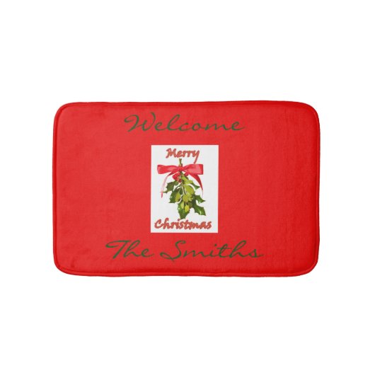 red merry kerst mistletoe badmat (Voorkant)