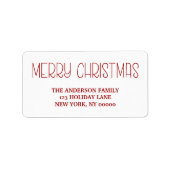 RED Merry kerst Simple Hand Lettered Script Etiket (Voorkant)