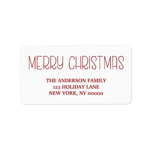 RED Merry kerst Simple Hand Lettered Script Etiket (Voorkant)