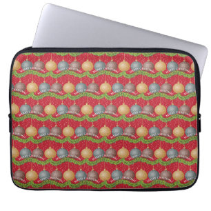 RED Merry kerstball-ornamenten Laptop Sleeve