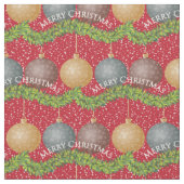 RED Merry kerstball-ornamenten Stof (Close Up)