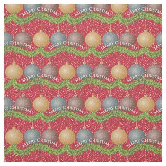 RED Merry kerstball-ornamenten Stof (Swatch)