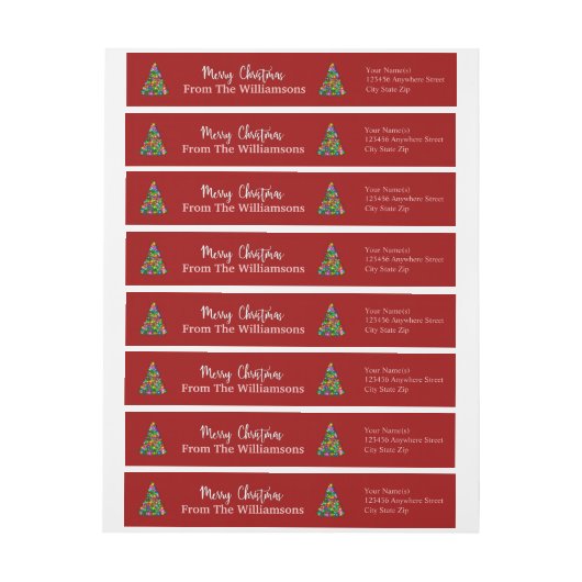 Red Merry kerstbomen Return Address (Vel)