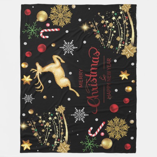 Red Merry-kerstboom Fleece Deken (Voorkant)